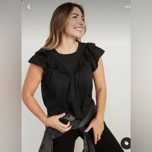 Old Navy Large Cap sleeve ruffle lace black top high neck lightly used